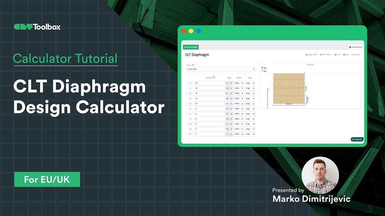 CLT Diaphgram Design Calculator